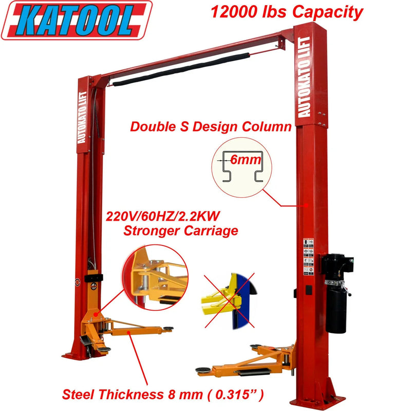 Katool | KT-M120 Two Post Clear-floor Vehicle Lift 12,000lbs