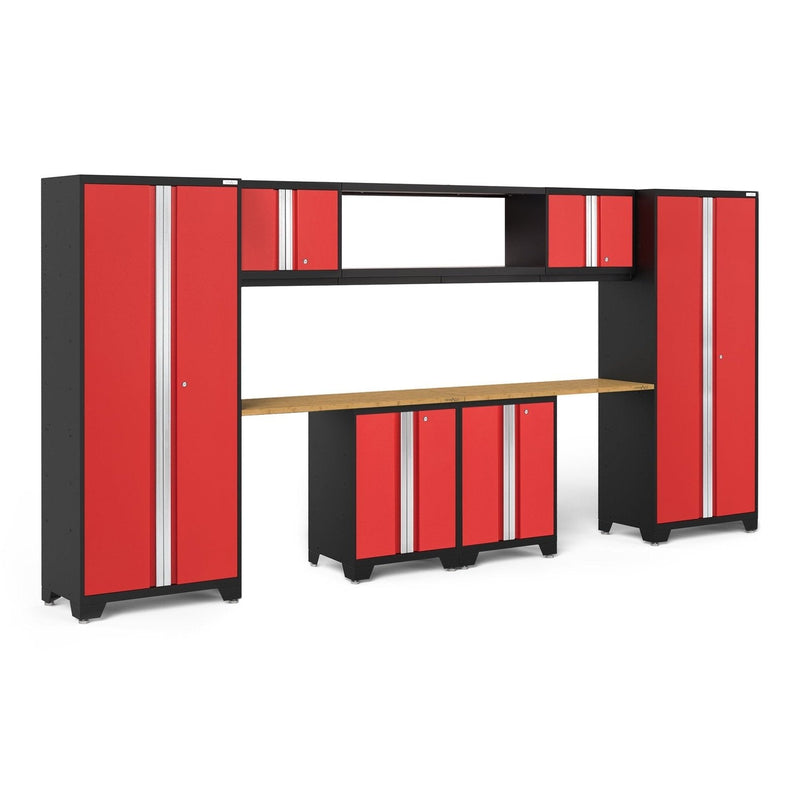 NewAge Bold Series 9 Piece Cabinet Set With Display Shelf, Wall, Base Cabinets and 30 in. Lockers