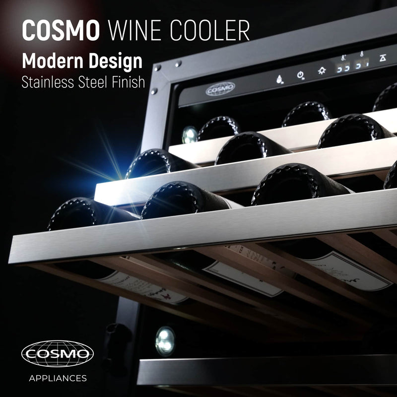 Cosmo 24-Inch 48 Bottles Capacity Wine Cooler in Stainless Steel COS-24BIWCS