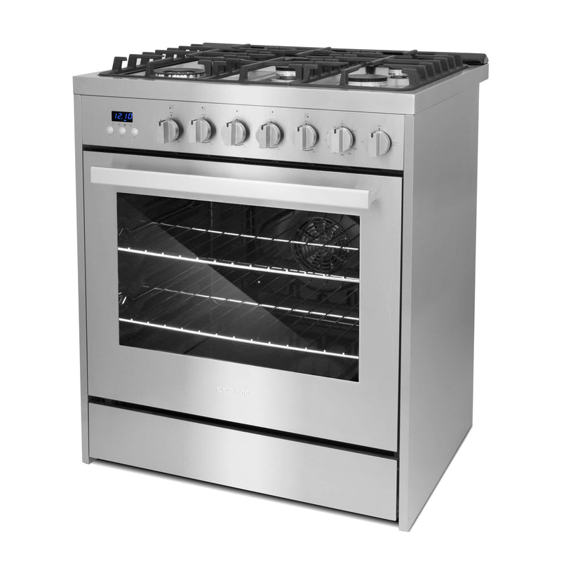 Cosmo 30-Inch 5.0 Cu. Ft. Single Oven Gas Range with 5 Burner Cooktop in Stainless Steel - COS-305AGC