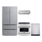 Cosmo 4 Piece Kitchen Package with 36" Freestanding Gas Range 36" Under Cabinet Range Hood 24" Built-in Fully Integrated Dishwasher & Energy Star French Door Refrigerator