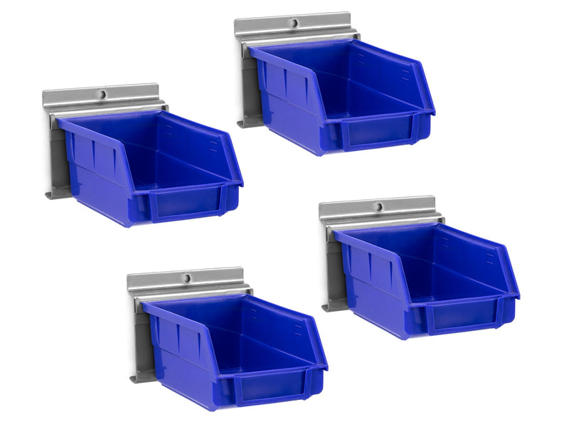 NewAge PVC Slatwall Blue Parts Bins with Parts Bins Support (Pack of 4)