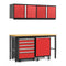 NewAge Pro Series 5 Piece Cabinet Set With Wall, Tool Drawer Cabinet, Mobile Utility Cart, and 84 in. Workbench