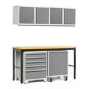 NewAge Pro Series 5 Piece Cabinet Set With Wall, Tool Drawer Cabinet, Mobile Utility Cart, and 84 in. Workbench