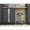 NewAge Bold Series Gray 3 Piece Cabinet Set With Base Cabinets, Slatwall and Hooks