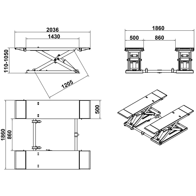 Katool | KT-X80-PNEUMATIC Mid Rise Scissor Lift