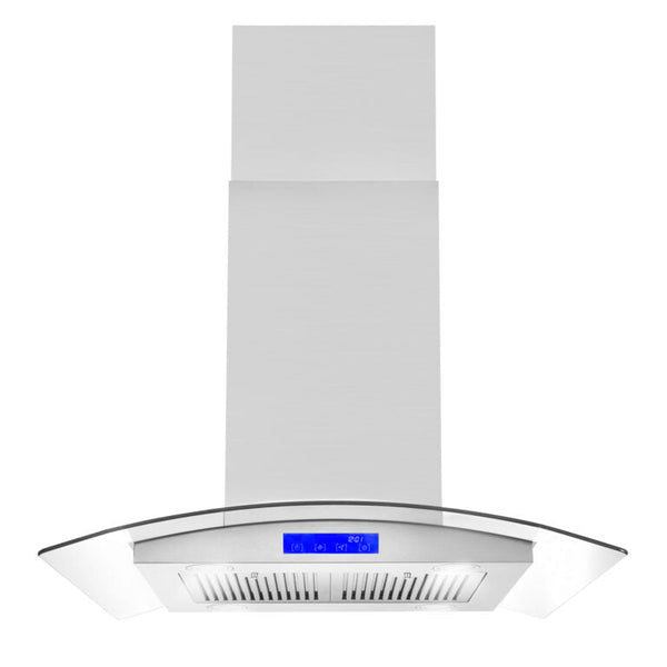 Cosmo 30-Inch 380 CFM Ducted Island Range Hood in Stainless Steel with Tempered Glass COS-668ICS750