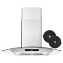 Cosmo 30-Inch 380 CFM Ductless Wall Mount Range Hood in Stainless Steel with Tempered Glass (COS-668WRCS75-DL)