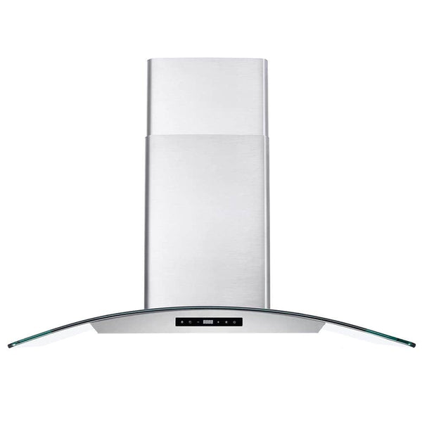 Cosmo 36-inch 380 CFM Ducted Wall Mount Range Hood in Stainless Steel with Tempered Glass COS-668WRCS90
