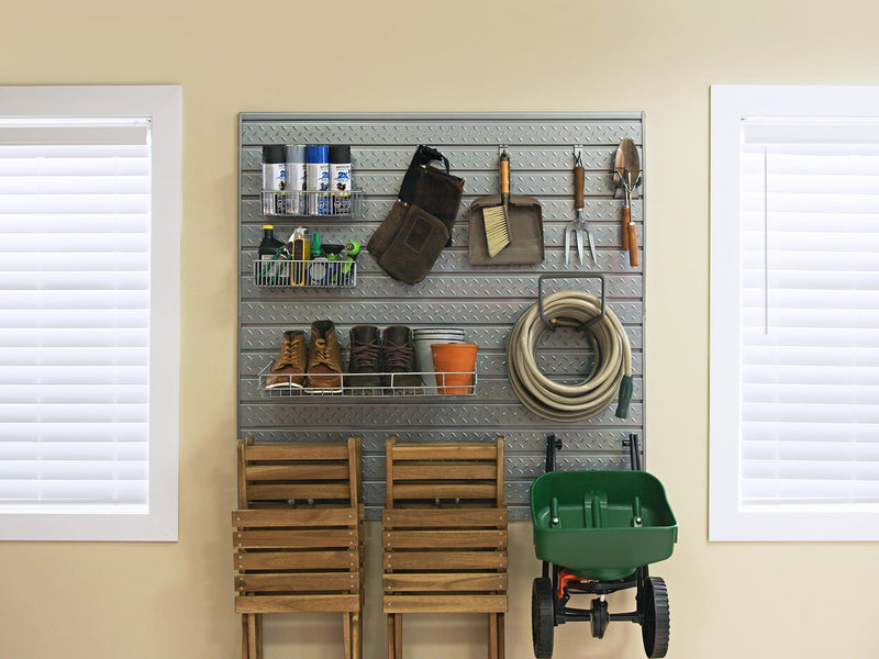 NewAge Bold Series Gray 6 Piece Cabinet Set With Slatwall, Wall Cabinets and 30 in. Lockers