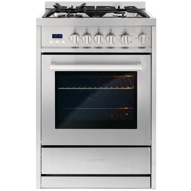 Cosmo 24-Inch 2.73 Cu. Ft. Single Oven Gas Range with 4 Burner Cooktop in Stainless Steel - COS-244AGC