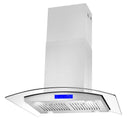 Cosmo 30-Inch 380 CFM Ductless Island Range Hood in Stainless Steel with Tempered Glass COS-668ICS750-DL
