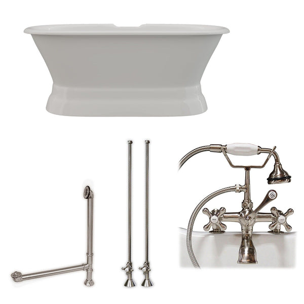 Cambridge Plumbing Cast Iron Double Ended Tub on a Pedestal 60" X 30"
