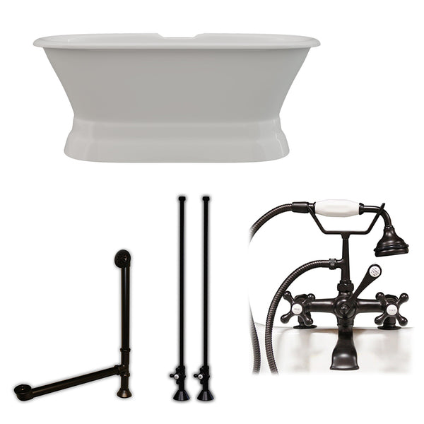 Cambridge Plumbing Cast Iron Double Ended tub on a Pedestal 60" X 30"