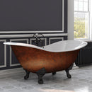 Cambridge Plumbing Cast Iron Double Ended Slipper Tub 71" X 30" with No Faucet Drillings and Oil Rubbed Bronze Feet DES-NH-ORB