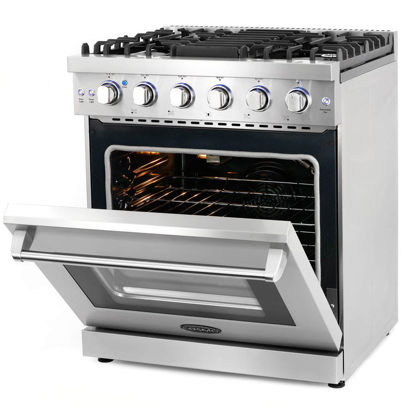 Cosmo 30 -Inch Slide-In Freestanding Gas Range with 5 Sealed Burners in Stainless Steel (COS-EPGR304)