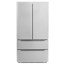 Cosmo 4 Piece Kitchen Package with 36" Freestanding Gas Range 36" Under Cabinet Range Hood 24" Built-in Fully Integrated Dishwasher & Energy Star French Door Refrigerator