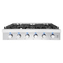Cosmo 36-Inch Slide-In Counter Gas Cooktop with 6 Burners in Stainless Steel COS-GRT366