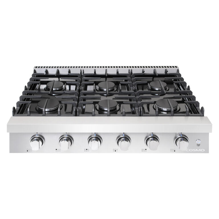 Cosmo 36-Inch Slide-In Counter Gas Cooktop with 6 Burners in Stainless Steel COS-GRT366