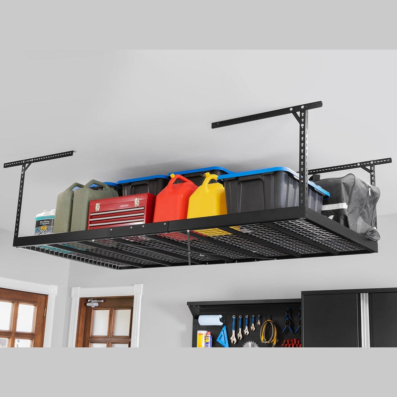 NewAge VersaRac Pro 4 ft. x 8 ft. Height-Adjustable Overhead Rack in Black