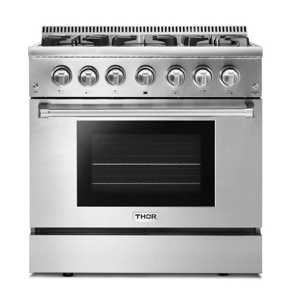 Thor Kitchen 36 Inch Professional Dual Fuel LP Range in Stainless Steel HRD3606ULP