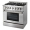 Thor Kitchen 36 Inch Professional Dual Fuel LP Range in Stainless Steel HRD3606ULP