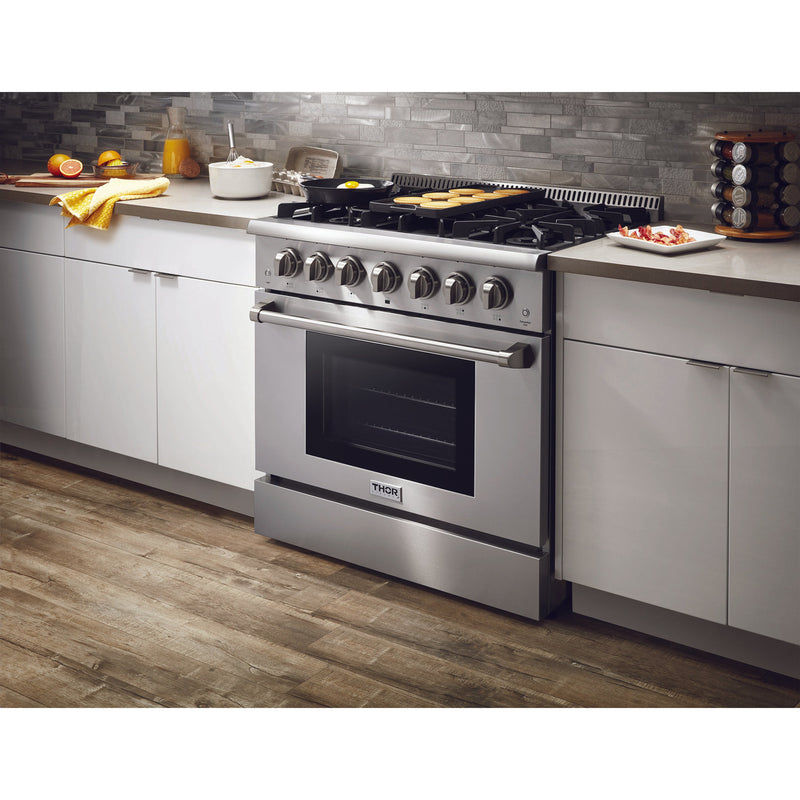 Thor Kitchen 36 Inch Professional Gas Range in Stainless Steel HRG3618U