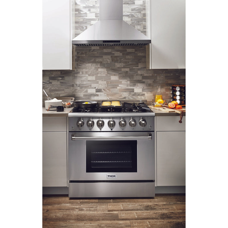 Thor Kitchen 36 Inch Professional Gas Range in Stainless Steel HRG3618U