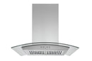 Hauslane 30 Inch Island Range Hood with Tempered Glass in Stainless Steel, IS200SS30
