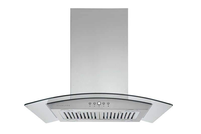Hauslane 36 Inch Island Range Hood with Tempered Glass in Stainless Steel, IS200SS36