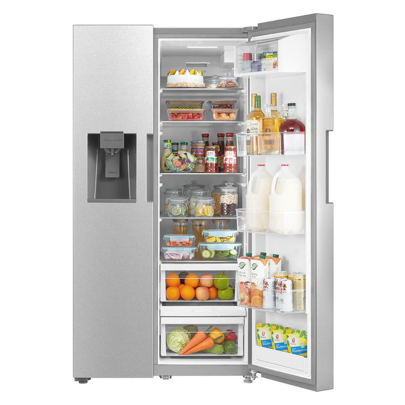 Cosmo 36-Inch 26.3 Cu. Ft. Side-by-Side Refrigerator with Water and Ice Dispenser in Stainless Steel COS-SBSR263RHSS