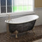 Cambridge Plumbing Scorched Platinum 61” x 30” Cast Iron Slipper Bathtub with 7” Deck Mount Faucet Holes and Brushed Nickel Feet ST61-DH-BN-SP