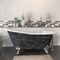Cambridge Plumbing Scorched Platinum 61” x 30” Cast Iron Slipper Bathtub with 7” Deck Mount Faucet Holes and Brushed Nickel Feet ST61-DH-BN-SP
