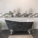 Cambridge Plumbing Scorched Platinum 61” x 30” Cast Iron Slipper Bathtub with” No Faucet Holes and Brushed Nickel Feet ST61-NH-BN-SP