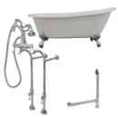 Cambridge Plumbing Free Standing Cast Iron Slipper Clawfoot Tub 67" X 30" Complete Polished Chrome
