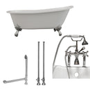 Cambridge Plumbing Cast Iron Slipper Clawfoot Tub 67" X 30" Faucet Complete Polished Chrome Package