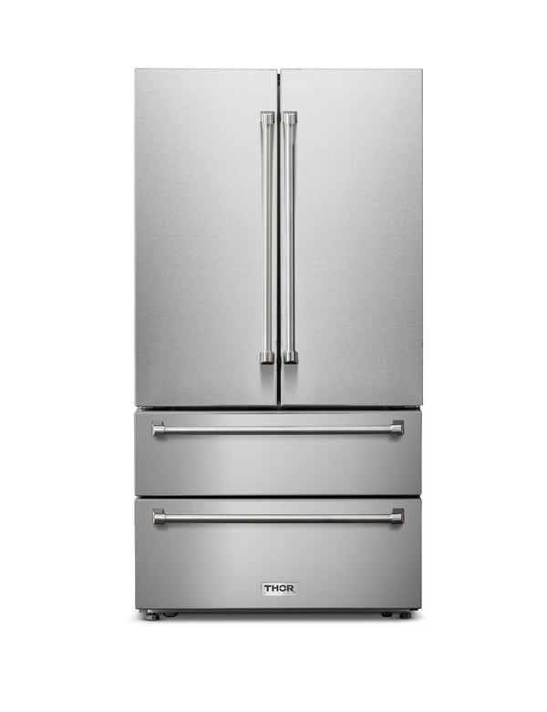Thor Kitchen 36 Inch Professional French Door Refrigerator with Freezer Drawers - TRF3602