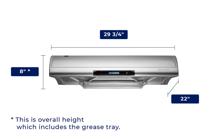 Hauslane 30 Inch Under Cabinet Self-Clean Touch Control Range Hood with Grease Catchers in Stainless Steel, UCC400SS30