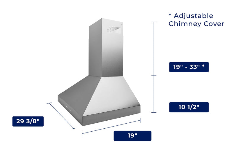 Hauslane 36 Inch Wall Mount Range Hood with Stainless Steel Filters in Stainless Steel, WM-530SS-36P