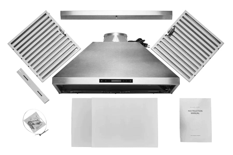 Hauslane 30 Inch Wall Mount Touch Control Range Hood with Stainless Steel Filters in Stainless Steel, WM538SS30