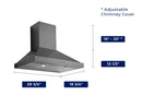 Hauslane 30 Inch Wall Mount Range Hood with Stainless Steel Filters in Black Stainless Steel, WM590BSS30