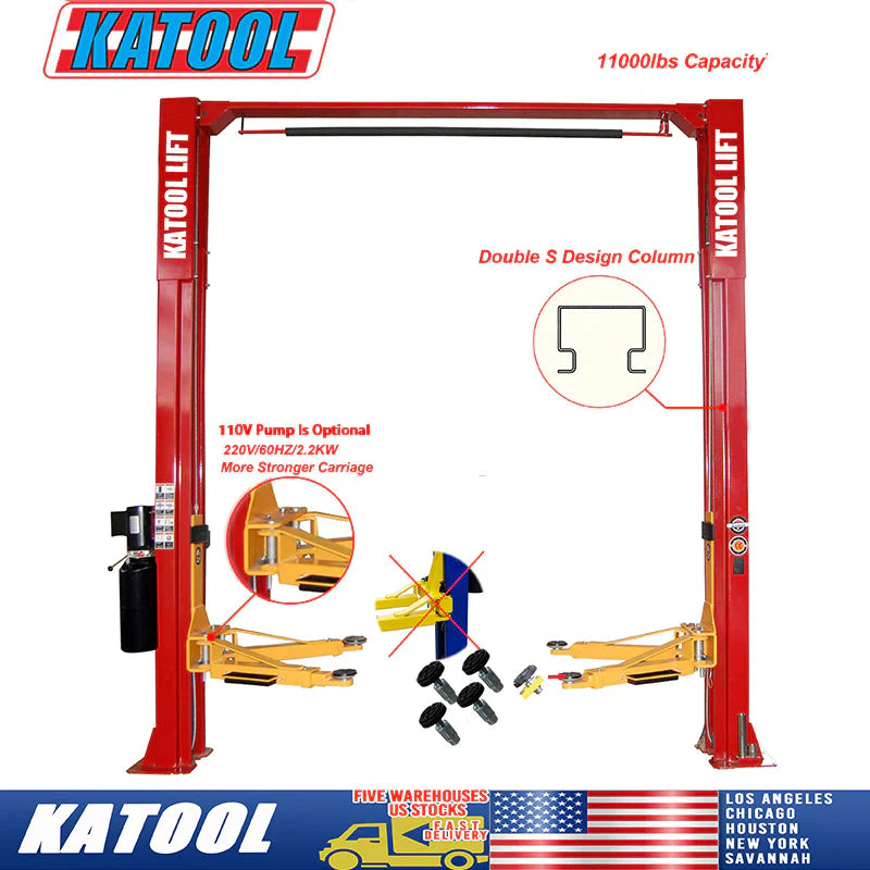 Katool | KT-M110 Two Post Clear-floor Vehicle Lift 11,000lbs