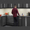 NewAge Pro Series 12 Piece Cabinet Set with Lockers, Base, Wall, Tool Drawer Cabinet and 56 in. Worktop