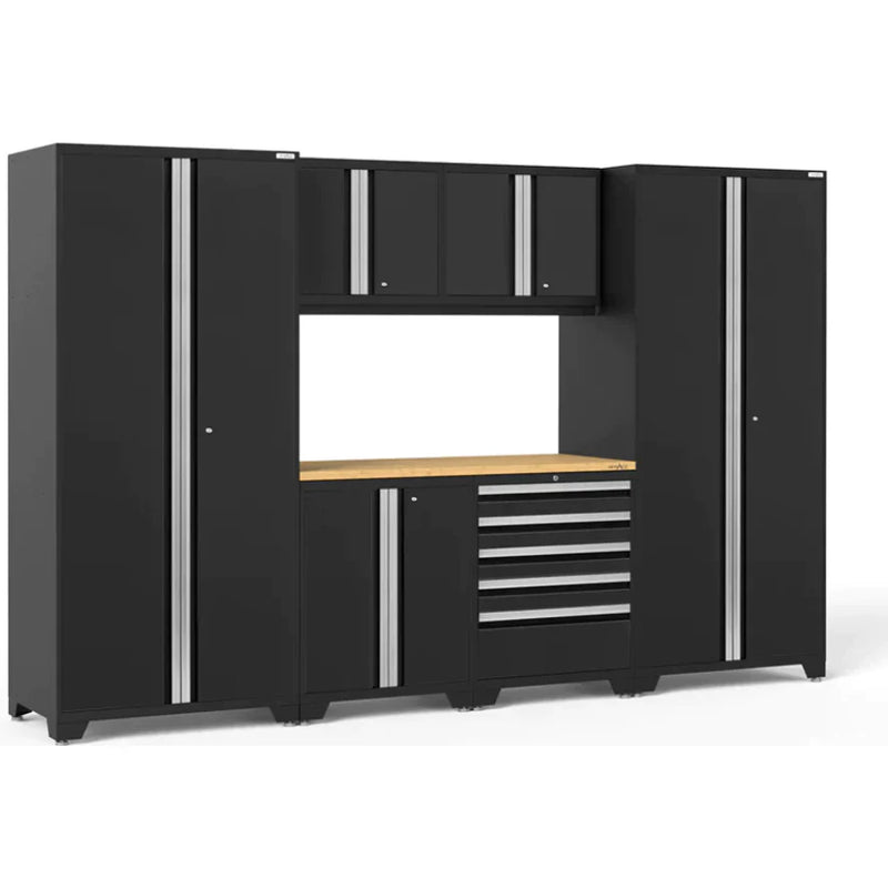 NewAge Pro 3.0 Series 7-Piece Cabinet Set With Base, Wall, Tool Drawer Cabinet, Lockers and 56 in. Worktop