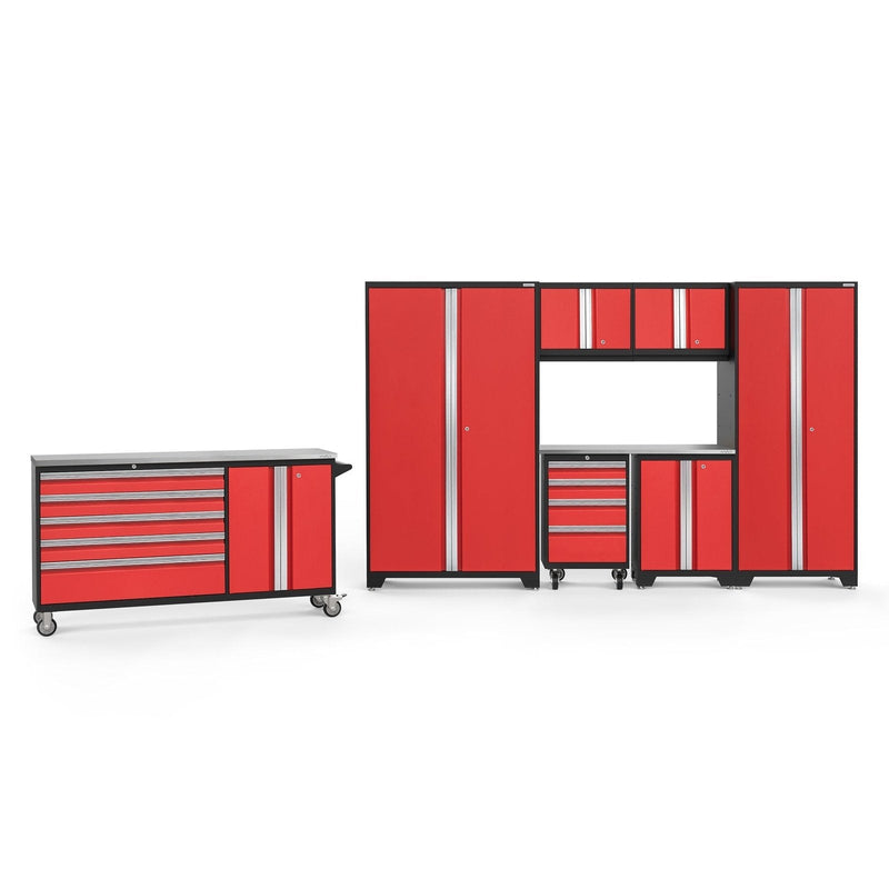 NewAge Bold Series 8 Piece Cabinet Set With Project Center, Tool Drawer, Base, Wall Cabinets and Lockers