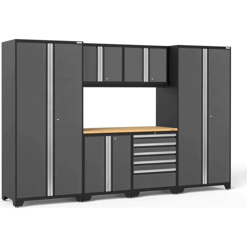 NewAge Pro 3.0 Series 7-Piece Cabinet Set With Base, Wall, Tool Drawer Cabinet, Lockers and 56 in. Worktop