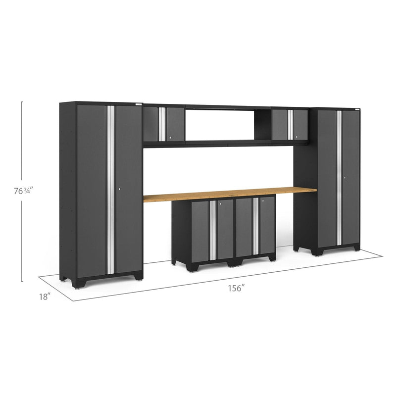 NewAge Bold Series 9 Piece Cabinet Set With Display Shelf, Wall, Base Cabinets and 30 in. Lockers