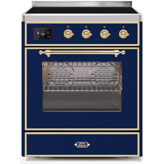 ILVE 30" Majestic II Series Freestanding Electric Single Oven Range with 4 Elements, Triple Glass Cool Door, Convection Oven, TFT Oven Control Display and Child Lock UMI30NE3