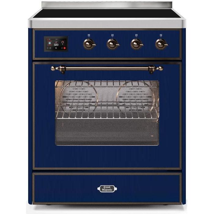 ILVE 30" Majestic II Series Freestanding Electric Single Oven Range with 4 Elements, Triple Glass Cool Door, Convection Oven, TFT Oven Control Display and Child Lock UMI30NE3