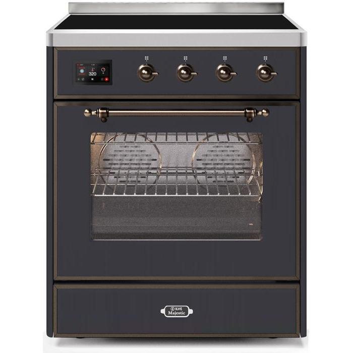 ILVE 30" Majestic II Series Freestanding Electric Single Oven Range with 4 Elements, Triple Glass Cool Door, Convection Oven, TFT Oven Control Display and Child Lock UMI30NE3